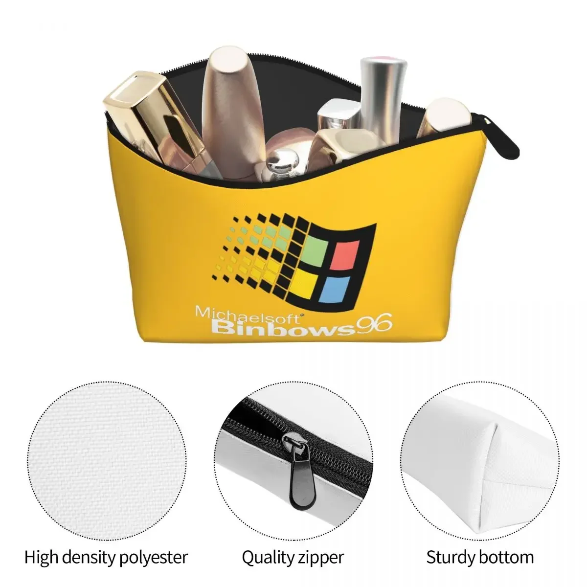 Windows 95 Geeks Nerd Mesh Women Cosmetic Bag Travel Makeup Organizer Pouch Toiletry Storage Dopp Kit Box
