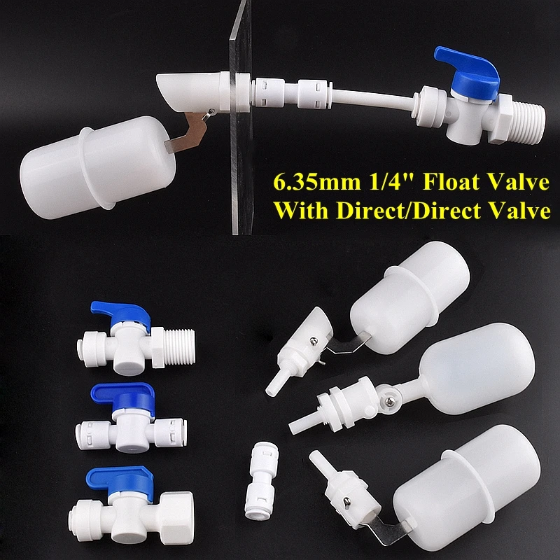 

1/4 дюймовый поплавок с шариками, рельефный контроллер уровня воды в аквариуме для рыбы, 6,35 мм pe труба, прямой/коленчатый/1/4 до 1/2 дюйма, адаптер клапана