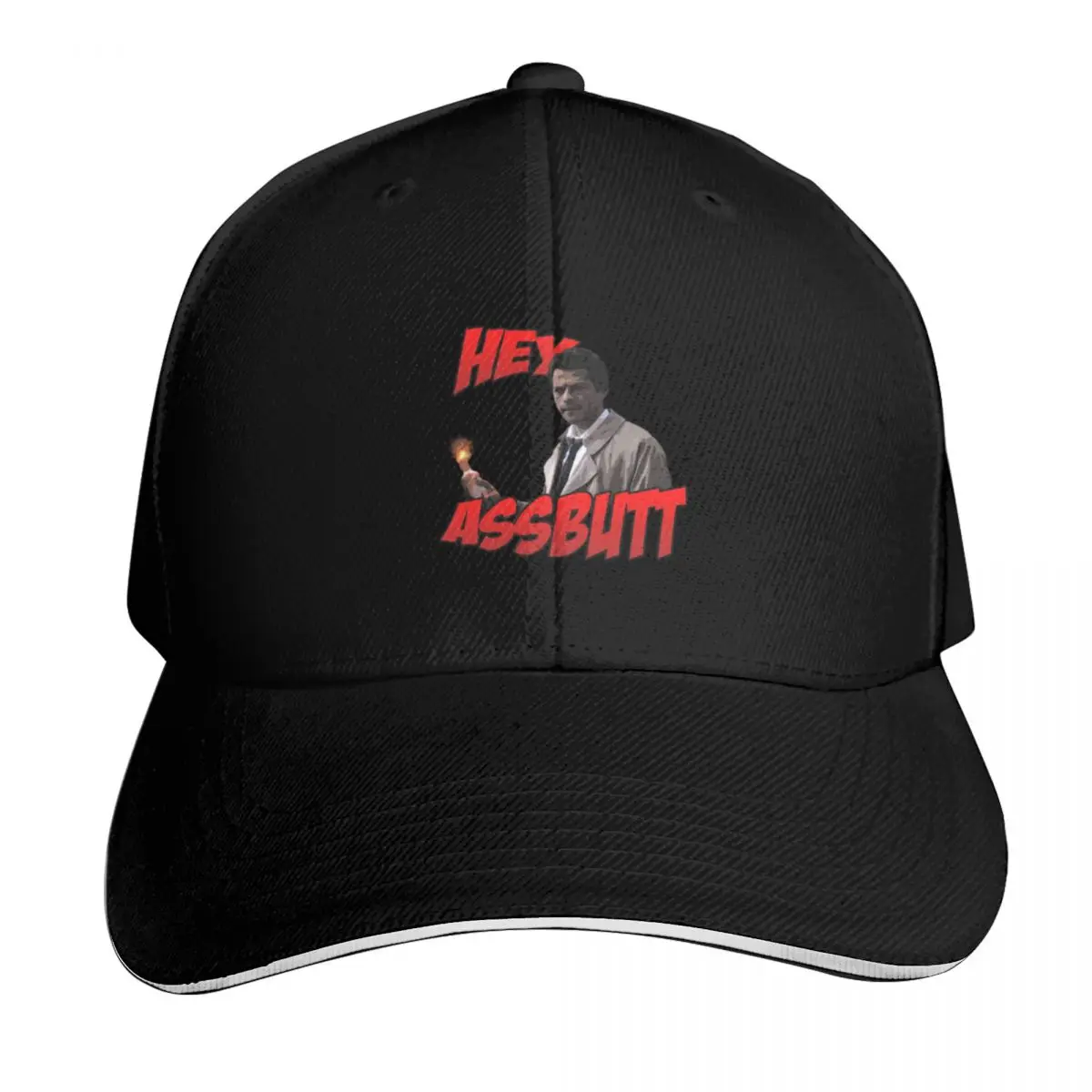 Hey Assbutt Sticker Baseball Cap Cotton Twill Breathable Contrast Two Tone Brim Snapback Flat Bill