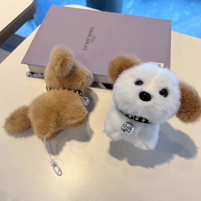 New Creative Cartoon Plush Glasses Bichon Frise Keychain Pendant Cute Cartoon Puppy Doll Girl Bag Pendant Gift handbag strap