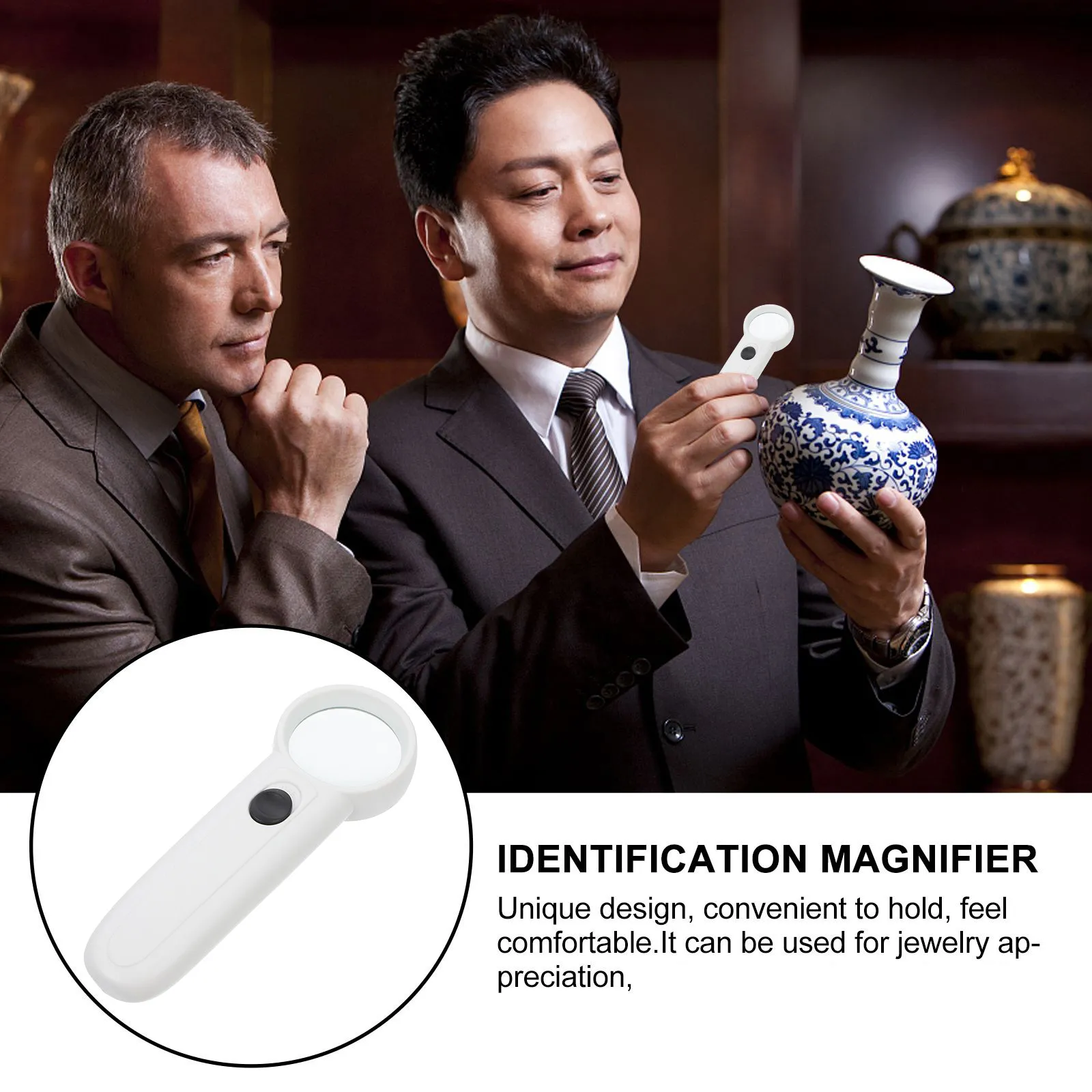 

1Pcs Handheld Magnifier Lightweight Plastic Material LED Light Reading Magnifying Glass Portable for Elderly Students