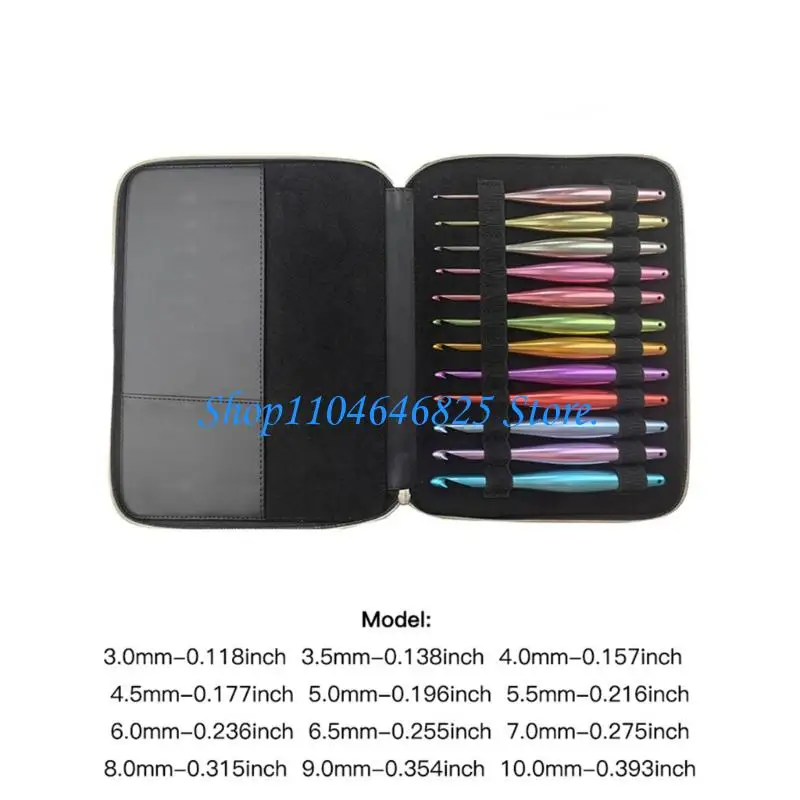 12Pcs Aluminum Crochet Hook Ergonomic Crochet Hook Needle Knitting Tool for Beginner Experienced Hobbyist 3.0mm-10mm