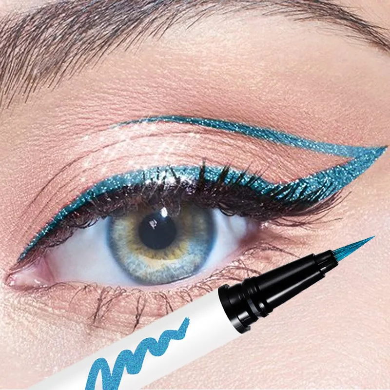 6 Color Waterproof Shiny Blue Liquid Eyeliner Pen Metallic Eye Shadow Liner Multi Chrome Color Aurora Eye Glitter Pigment Makeup