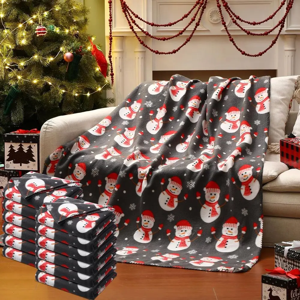 

50x60 Inch Bulk Snowman Fleece Blankets for Holiday & Winter Decor, Perfect for Couch, Bed, Sofa, and Gifts