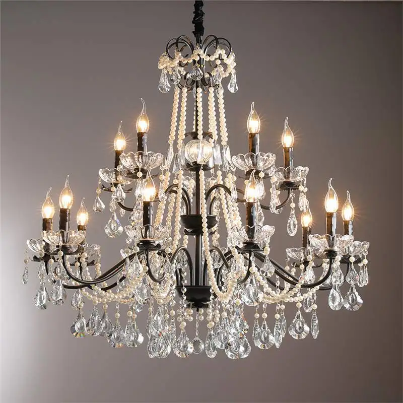 French lamp, luxury living room, Nanyang style, second-hand bedroom, American dining room, black crystal chandelier