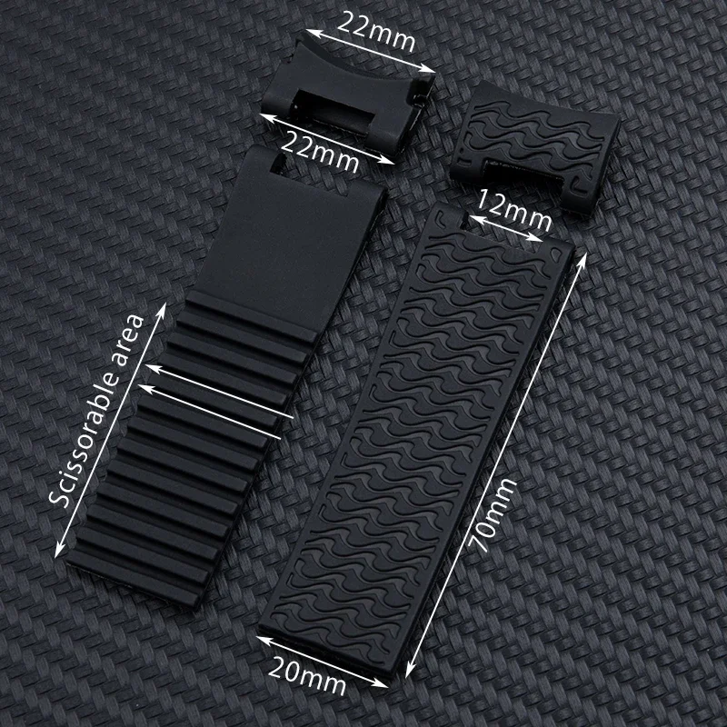 22 مللي متر منحني نهاية المطاط حزام الساعات ل أوليس ناردين حزام 263 غواص معصمه أسود أزرق موجة سيليكون أساور مقاومة للماء