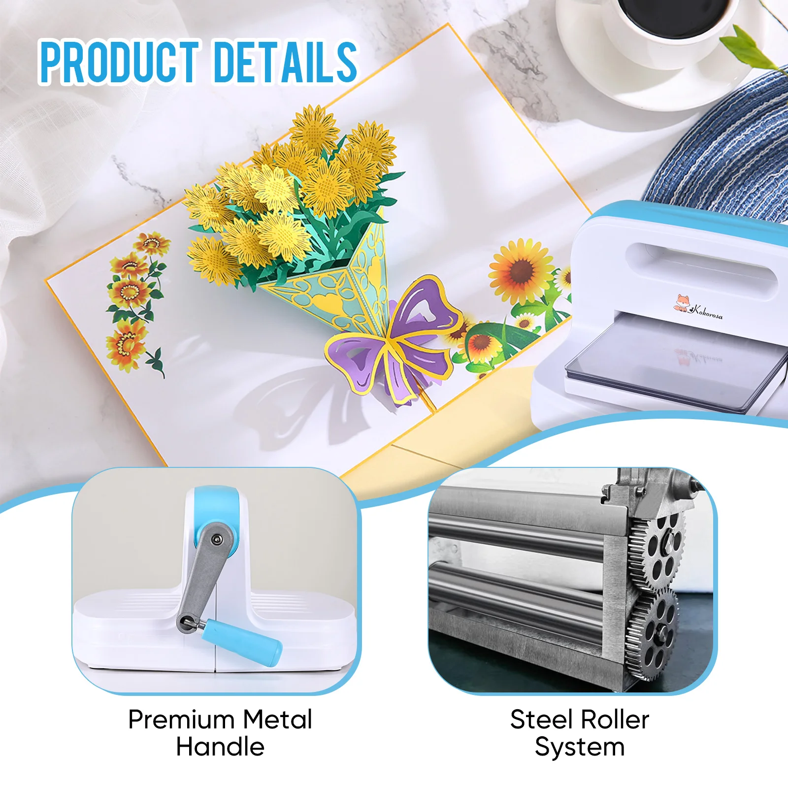 Die Cutting Machine, Embossing Machine, Wide Usage, Safe Hand Crank, ABS Alloy Steel, Sturdy Portable for Paper Art