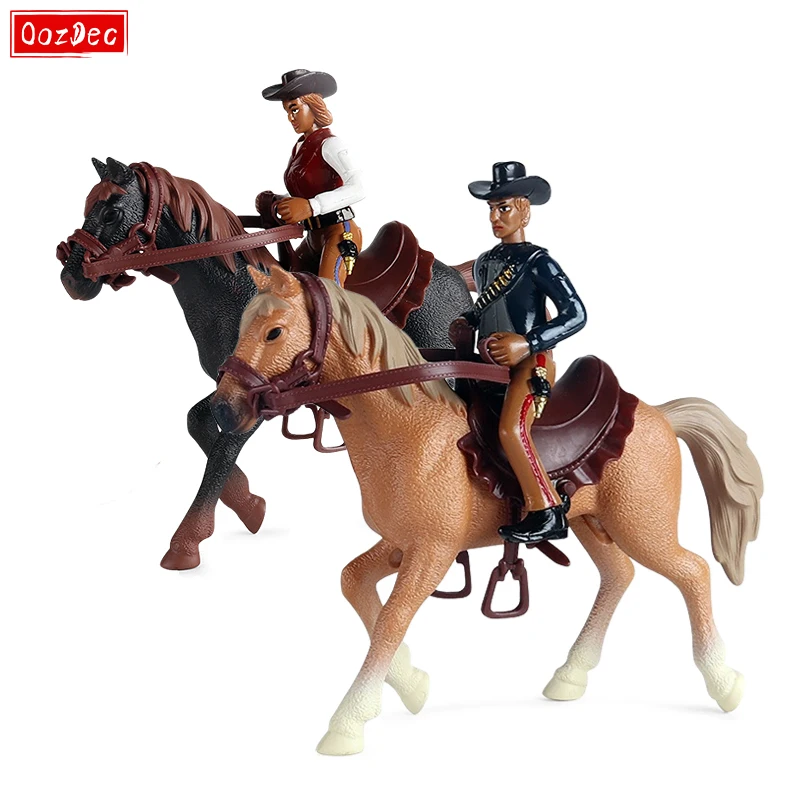 OozDec West Cowboy Pferd Modell Action-figuren Emulational Horseman Pferd Tiere Ornamente Spielset Figur Kinder Spielzeug Geschenk