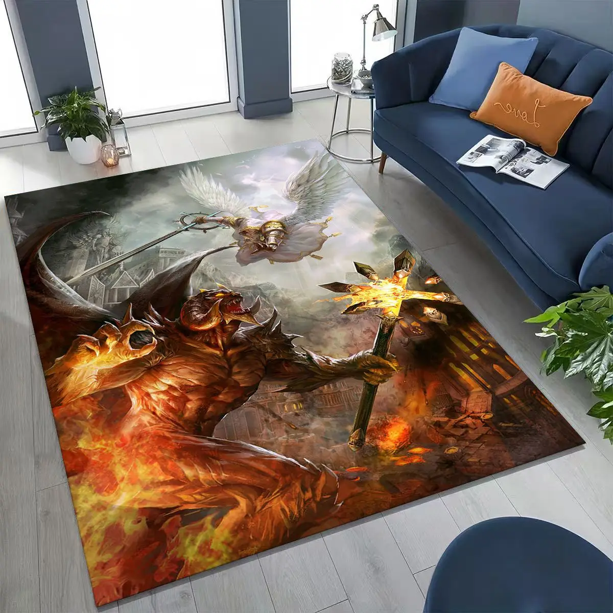 الرجعية أبطال القوة والسحر خريطة ألعاب الفن البساط لغرفة النوم غرفة المعيشة أريكة المنزل ممسحة ديكور ، كبير الاطفال عدم الانزلاق الكلمة حصيرة