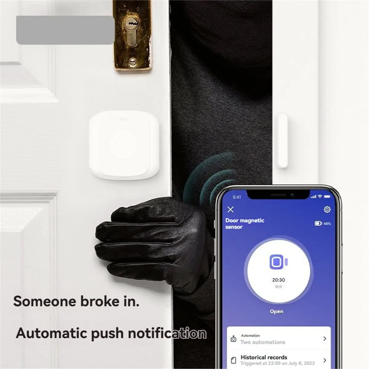 2026 New Tuya ZigBee Smart Door and Window Sensor Burglar Magnetic Sensor with Scene Interaction Button APP Remote Control