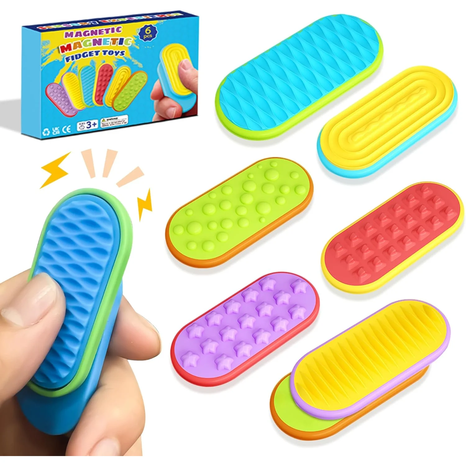 6er-Pack Magnetische Fidget Sliders für Erwachsene Sensorisches Spielzeug für Autismus, ADHS, Angstlinderung Leise Schreibtischspielzeuge für Büro und Reisen