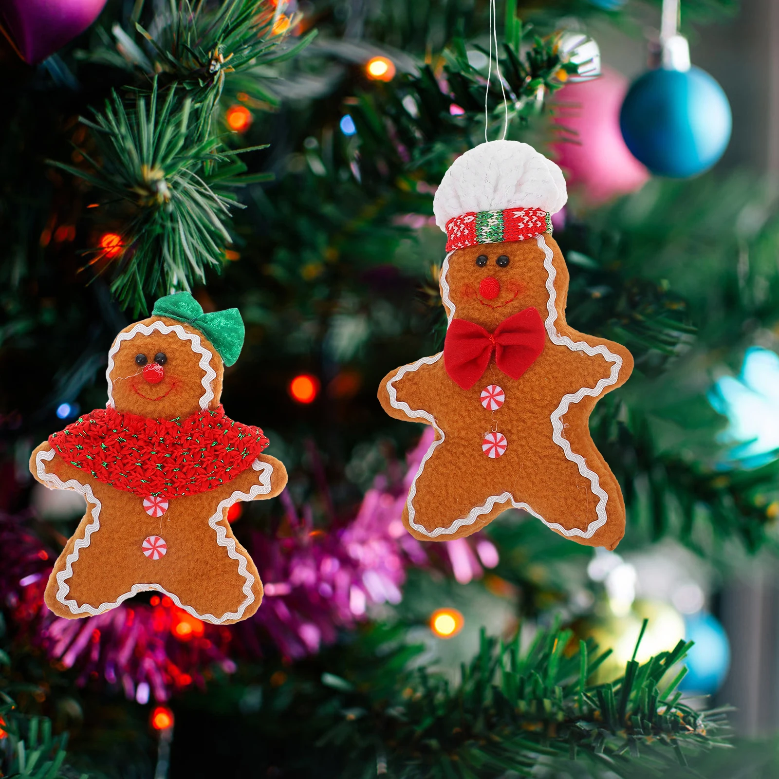 

2pcs Gingerbread Man naments Christmas Tree Decorations Holiday Hanging Decor Vintage Home Festive Accessories