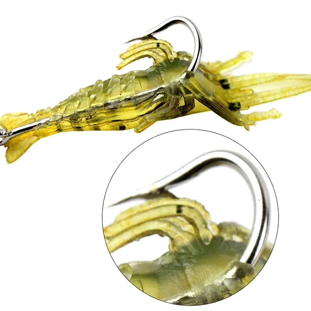 

20Pcs 1.3g/4cm Artificial Soft Shrimp Baits with Hooks Bass Fishing Sea Fishing Freshwater General Purpose Imitation Soft Baits