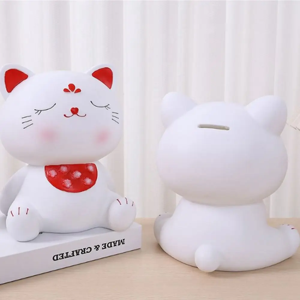 Portable Cute Cat Piggy Bank Anti-fall Eco Friendly Desktop Cat Ornament Large Capacity Animal Saving Pot Table