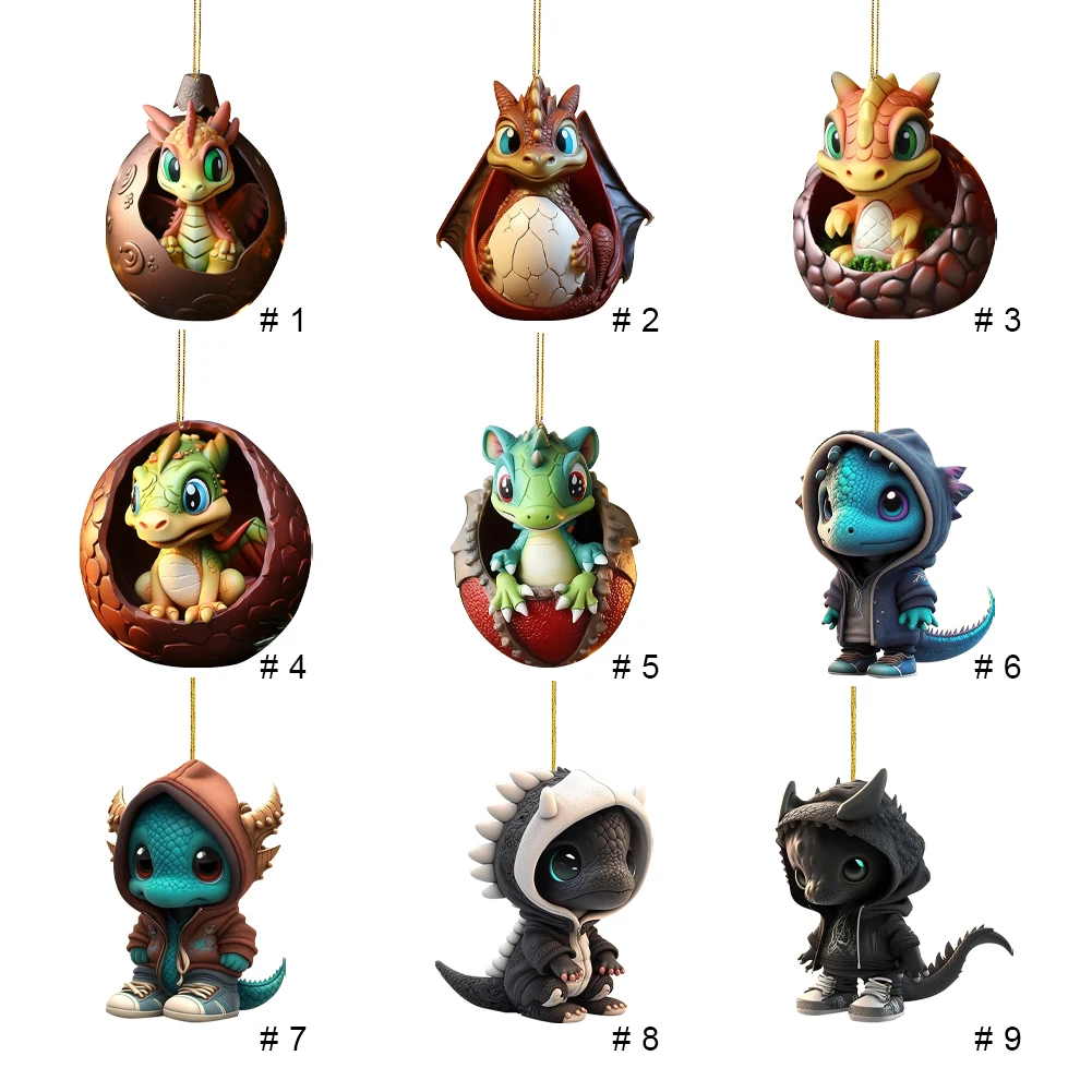 Christmas Dragon Egg Tree Pendant Novelty Hanging Ornament Cute Dragon Egg Decoration Acrylic for Home and Car Decoration - Image 2