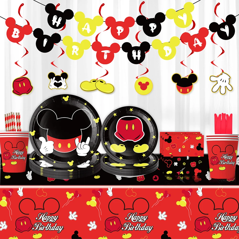 Mickey Mouse Birthday Party Supplies and Decorations Mickey Mouse Party Supplies Serves 10 Guests with Banner Table Cover Plates