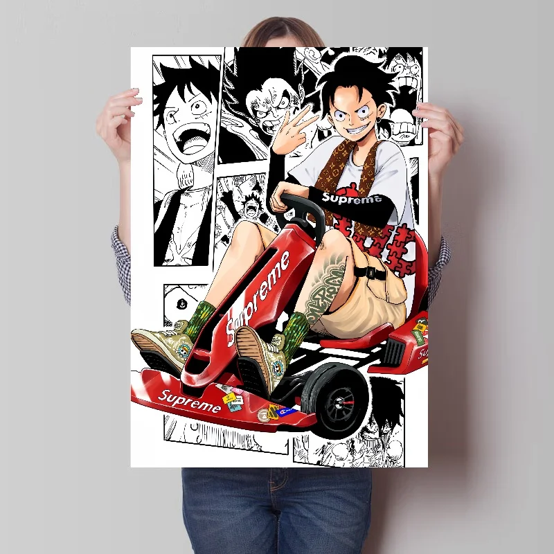 Eendelig Anime Luffy Mode Wit En Zwart Poster Canvas Schilderij Bar Home Wall Esthetic Wall Art Room Decoratie Cadeau