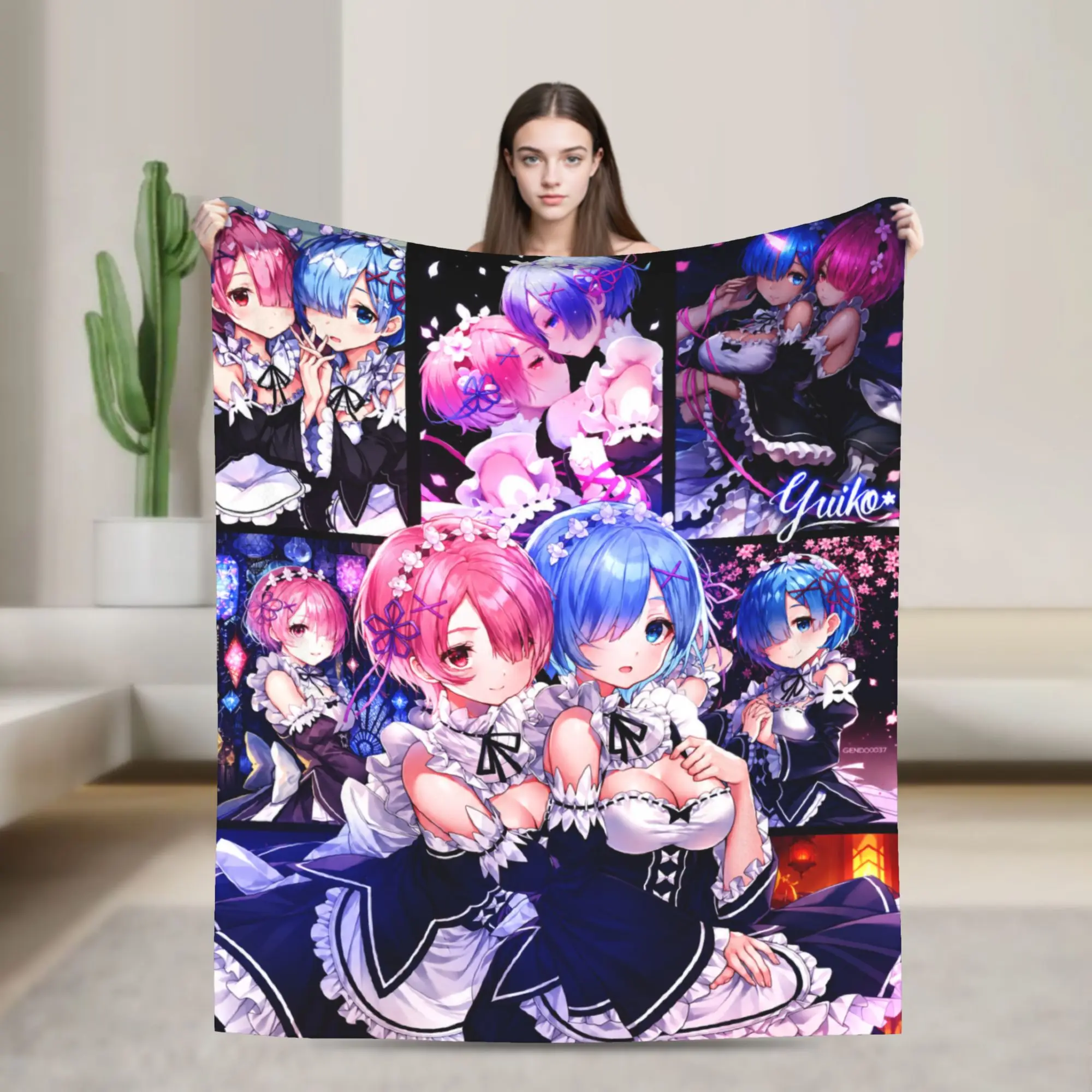 Anime Re Life In A Different World From Zero Rem Flannel Blankets Winter  Warm Soft Bedding Throws Bedspread Sofa Bed Cover