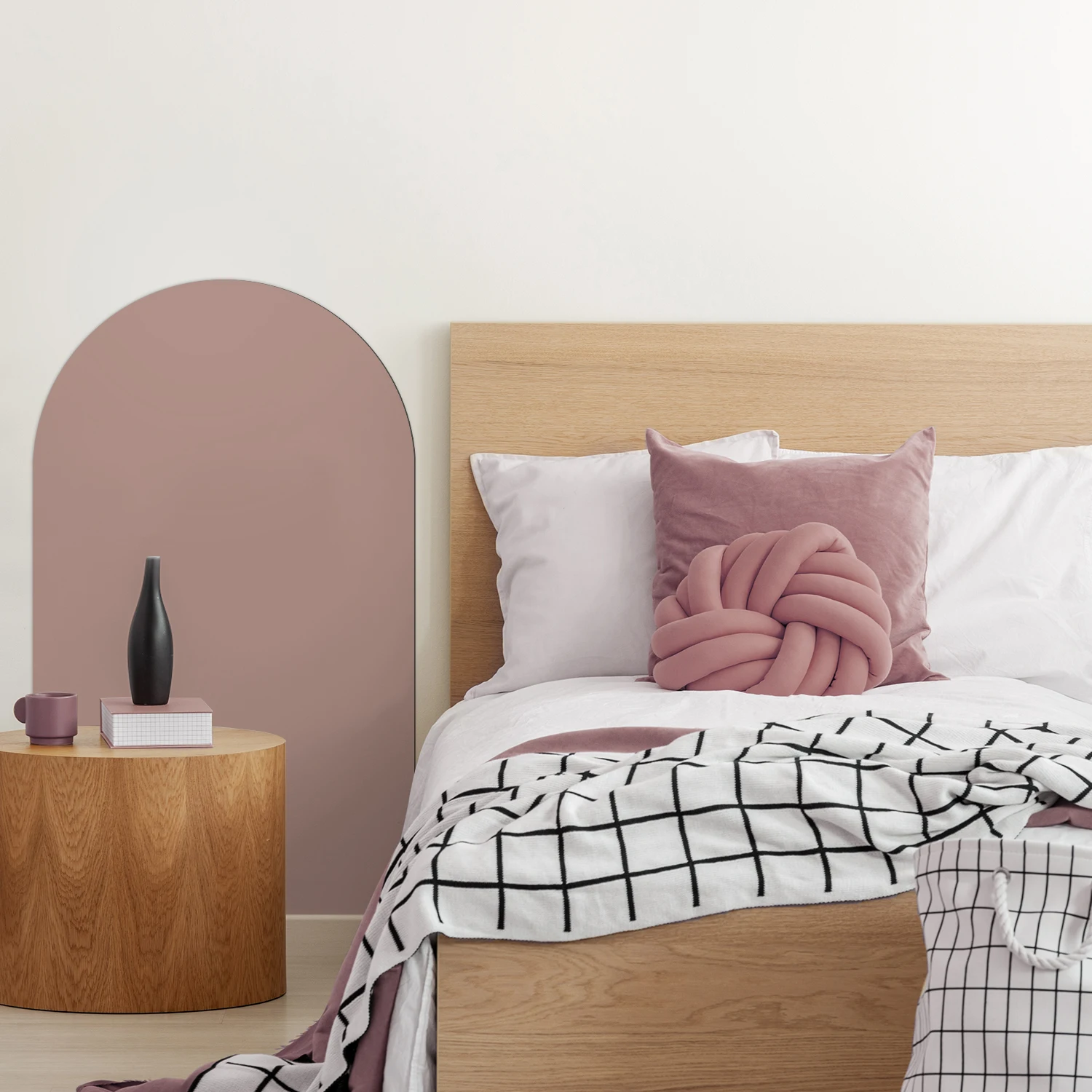 1 Piece of Arched Decorative Magnetic Whiteboard Wall Sticker, Simple Curved Light Brown Semi-Circular Pattern