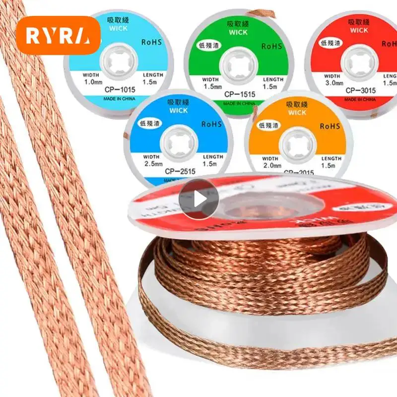 1.5-3.5mm Desoldering Mesh Braid Tape Copper Welding Point Solder Remover Wire Soldering Wick Tin Lead Cord Flux For Soldering