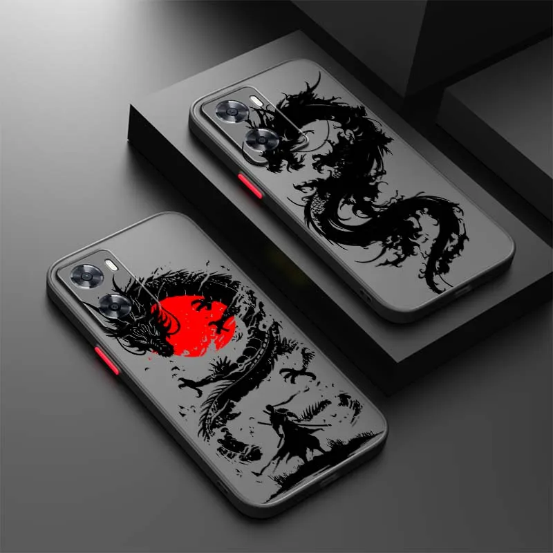 

Creative Dragon Design Phone Case For OPPO Find X3 X5 Lite Pro A98 A94 A93 A78 A79 A76 A58 A57 5G Frosted Translucent