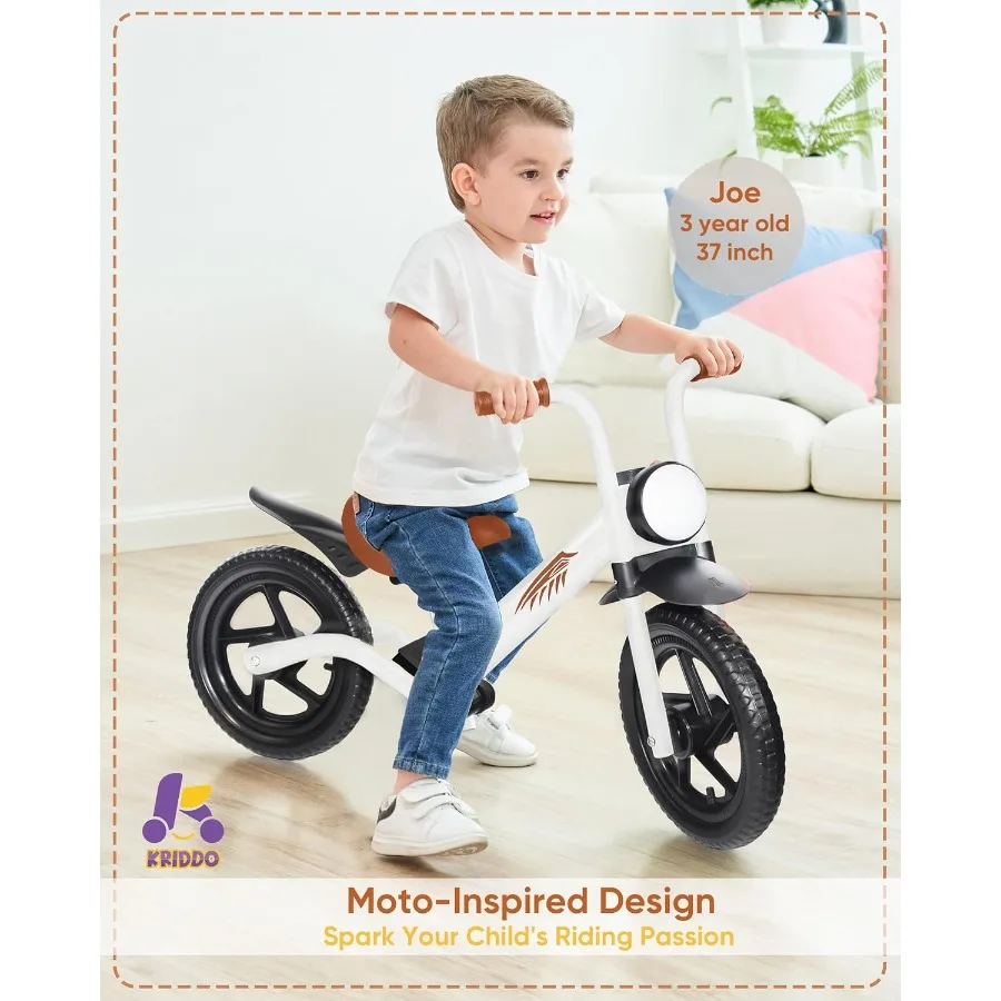 2-5세 어린이용 밸런스 자전거, 전면 라이트 포함, 모든 지형에 적합한 업그레이드된 타이어, 부드럽고 안정적인 주행을 위한 업그레이드된 베어링