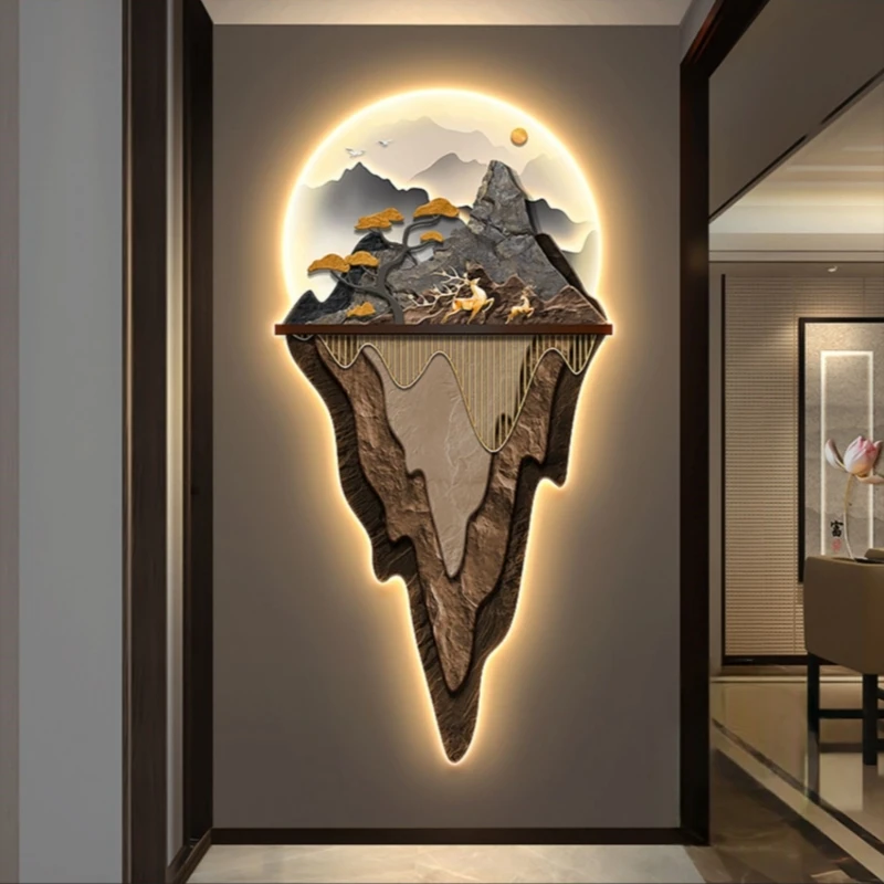 

Interior Decoration Wall Lamp Modern LED Elk Crystal Porcelain Mural Light Living Room Corridor Hanging Paintings Lighting Home