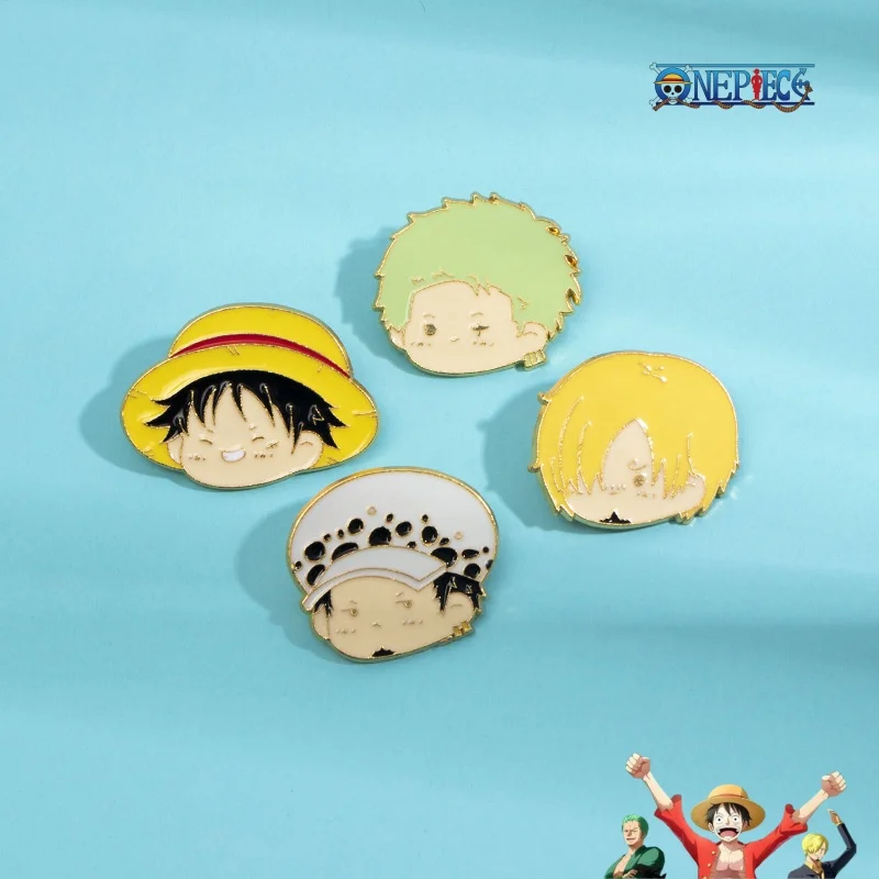 

ONE PIECE Luffy Brooch Kawaii Cartoon Action Anime Figures Sanji Zoro Brooch Toys Backpack Clothing Ornament Gift for Children