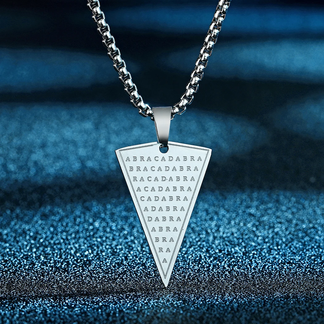 QIAMNI Abracadabra Pendant Abraxas Cabalistic Magic Occult Esoteric Amulet Necklace Stainless Steel Jewelry Collar Chokers Gift