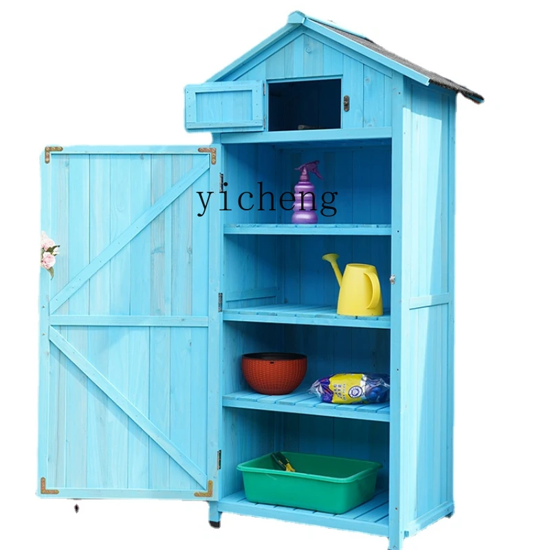 Xl Outdoor Tool Room Storage Cabinet Anti-Corrosion Solid Wood Cabinets Waterproof and Sun Protection Balcony Storage Box