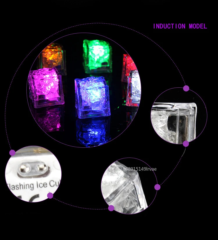 Waterproof Led Ice Cube Multi Color Flashing Glow in The Dark Light Up for KTV Bar Club Drinking Party Wine Decoration