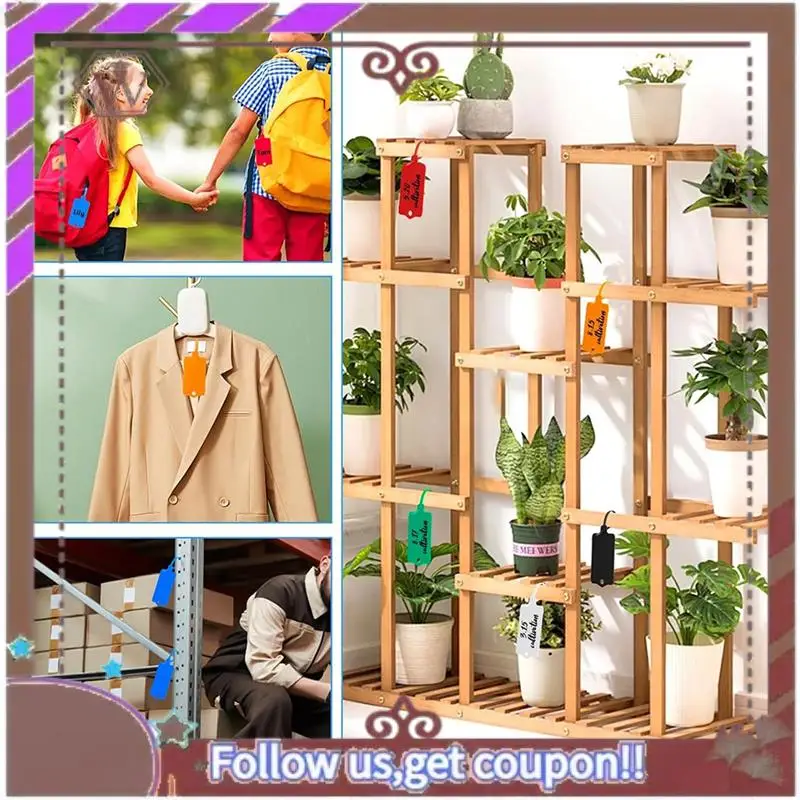 ABBG-200PCS علامات الشحن البلاستيكية، 1.46 × 2.48 بوصة، علامات معلقة مع حزام الختم، ملصق علامات ربط كابل الشحن