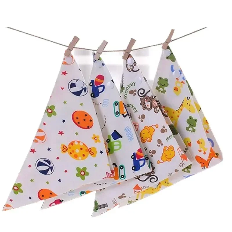 50pcs/Lot High Quality Double Layers Cotton Burp Cloths Lovely Cartoon Character Animal Baby Bandana Dribble Bibs