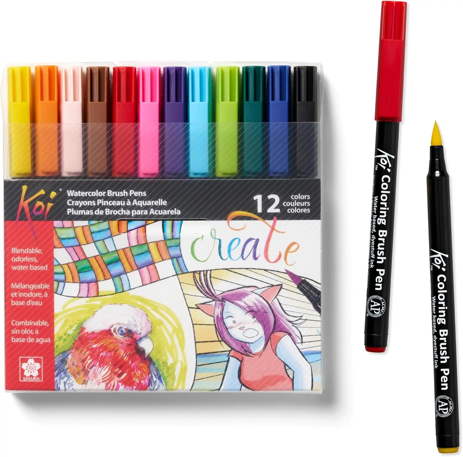 

Набор из 12 цветных маркеров-кистей для рисования и творчества, яркие цвета, плавное нанесение