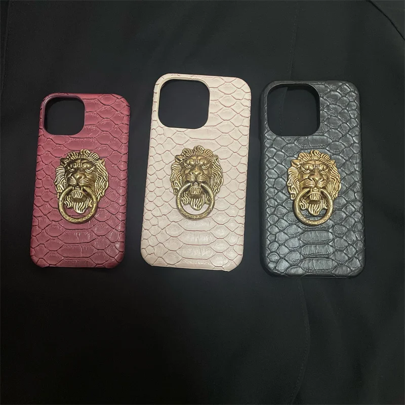 

10/ Pack Lion Kickstand Snake Leather Phone Case For iPhone15Pro 14 13 12 11 XSMAX XR 78plus SE3 6S Half Cover Shell Protection