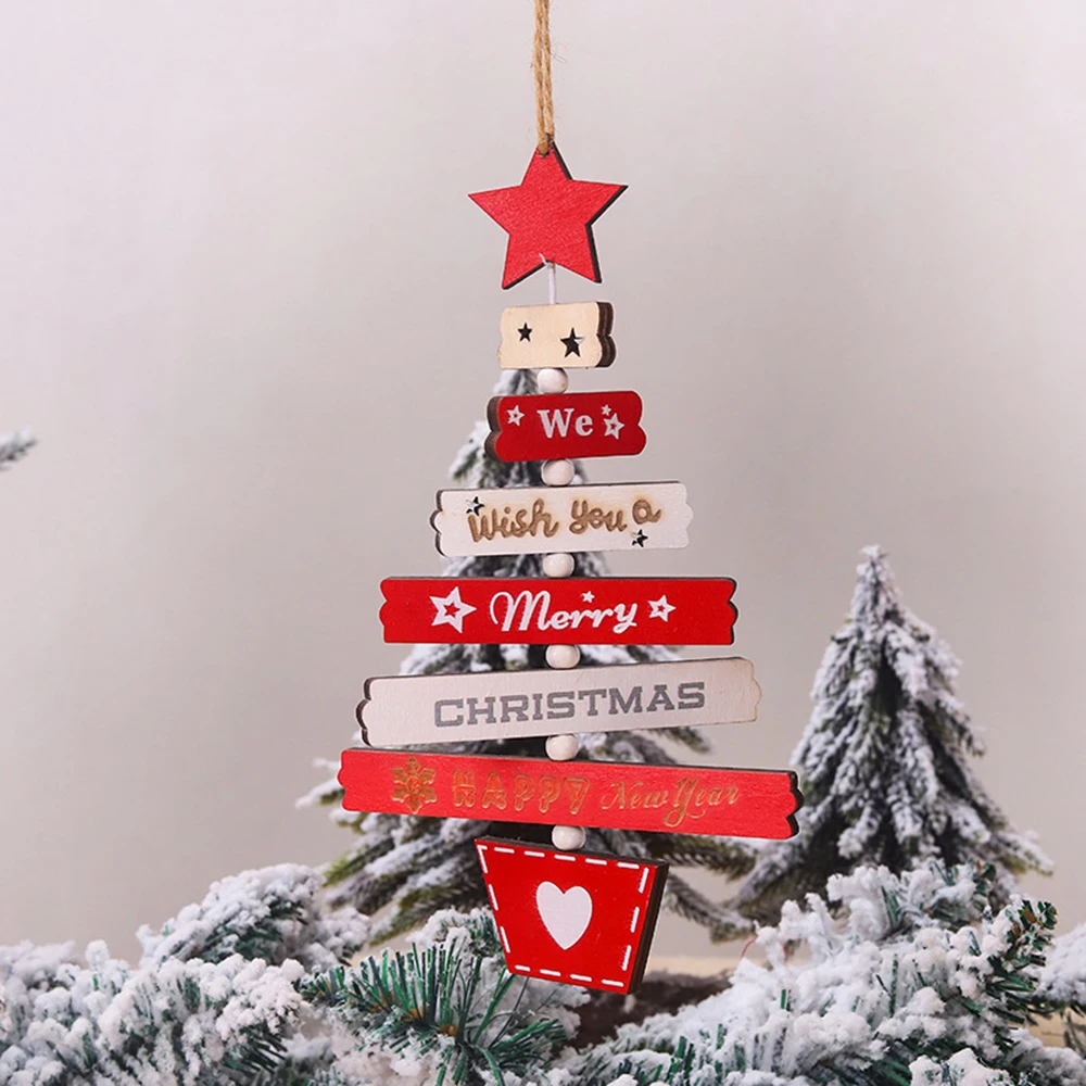 Christmas Wooden Pendant Hanging Door Decorations Christmas Tree Decor For Home Party Holiday Novelty Ornaments 22.5x13cm