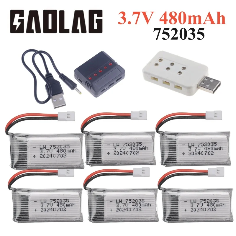 H31 Battery 3.7V 480mAh 752535 Lipo Battery And Charger For H107 H31 KY101 E33C E33 RC Drone Helicopter Spare Parts 3.7V Battery