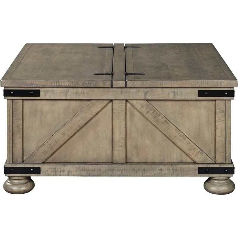 Ashley Aldwin Signature Design Farmhouse Square Coffee Table, Easy Storage, Easy Assembly, for Living Room