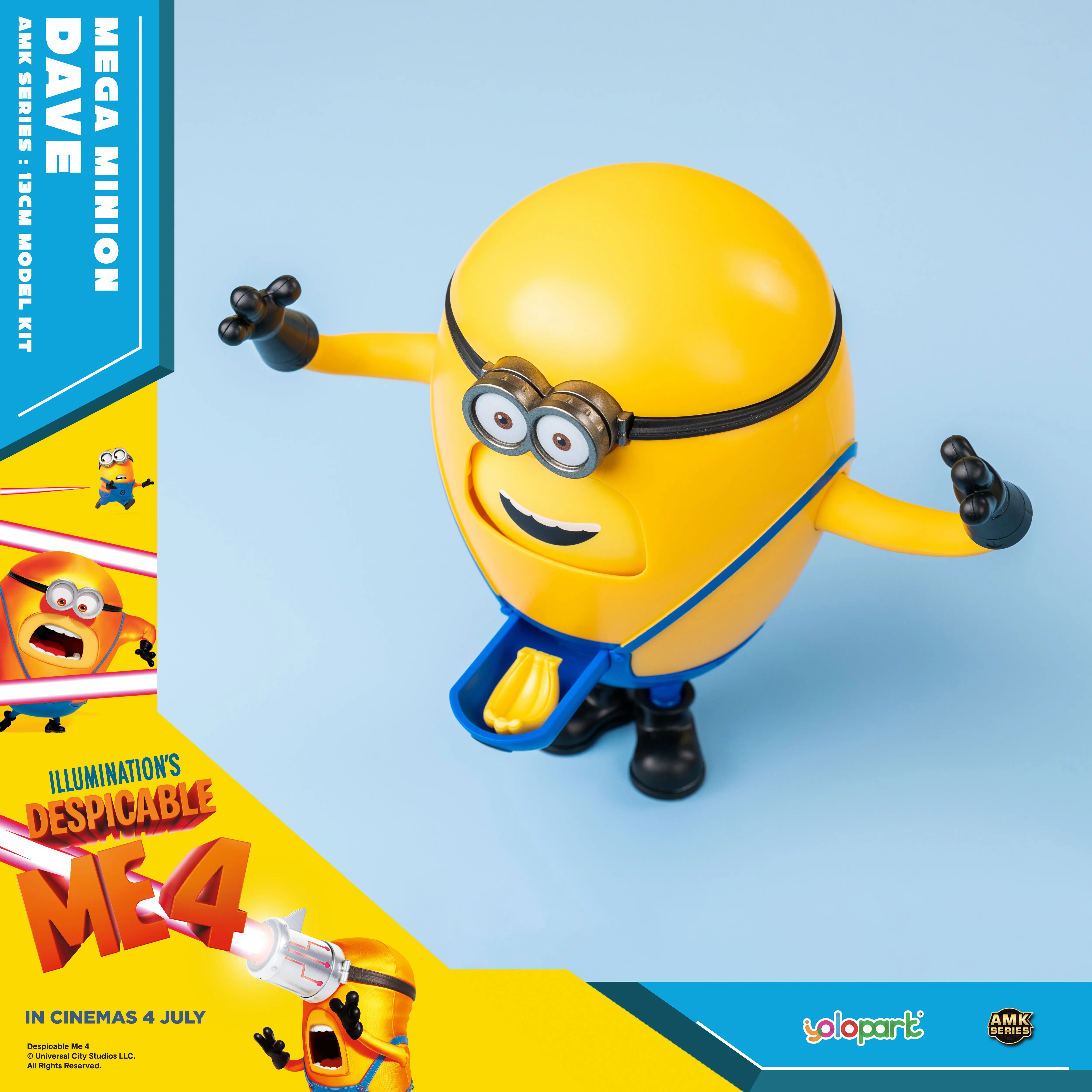 YOLOPARK Genuine Minions Despicable Me 4 Toys 12cm Mega Dave Action FiguresMinion Model Gifts For Kid