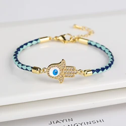 Hot Sale Zircon Turkish Evil Eye Ladies Bracelet Fashion Men'S Leather Adjustable Bracelet Ward Off Evil Jewelry for Daily Wear