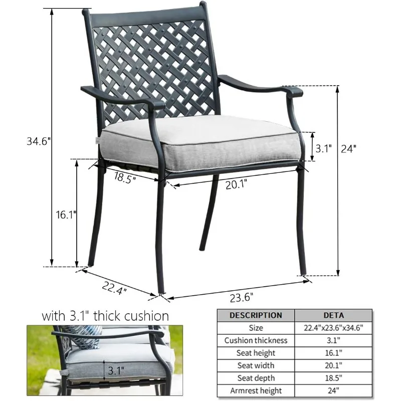 PatioFestival Patio Dining Chairs Stackable Outdoor Chairs Dining Furniture Set of 4,All Weather Frame with Thick Cushion