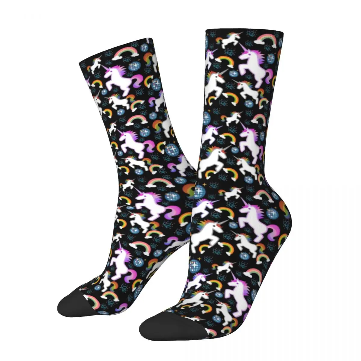 Cute Unicorn Socks Rainbows Animal Print Gothic Stockings Autumn Non Skid Girls Socks Medium Soft Graphic Running Socks