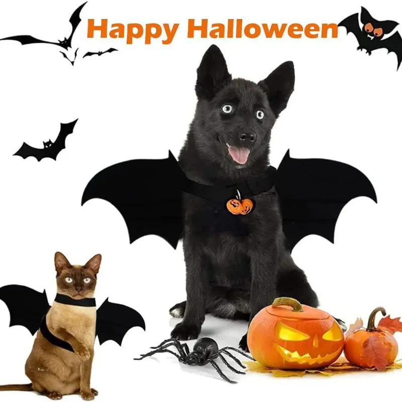 Dog Costumes Halloween Bat Wings Cat Pet Clothes Bat Wings Bell Dog Christmas Clothes Felt clothing disfraz halloween perro 강아지옷