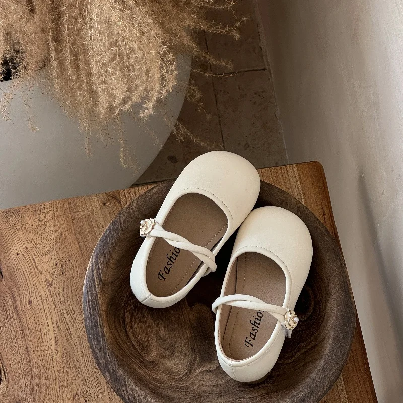 

Little Girls Mary Janes Soft Leather Plain Design Autumn Children Princess Shoes Light Round Toe Daily 23-32 Toddler Kids Flats