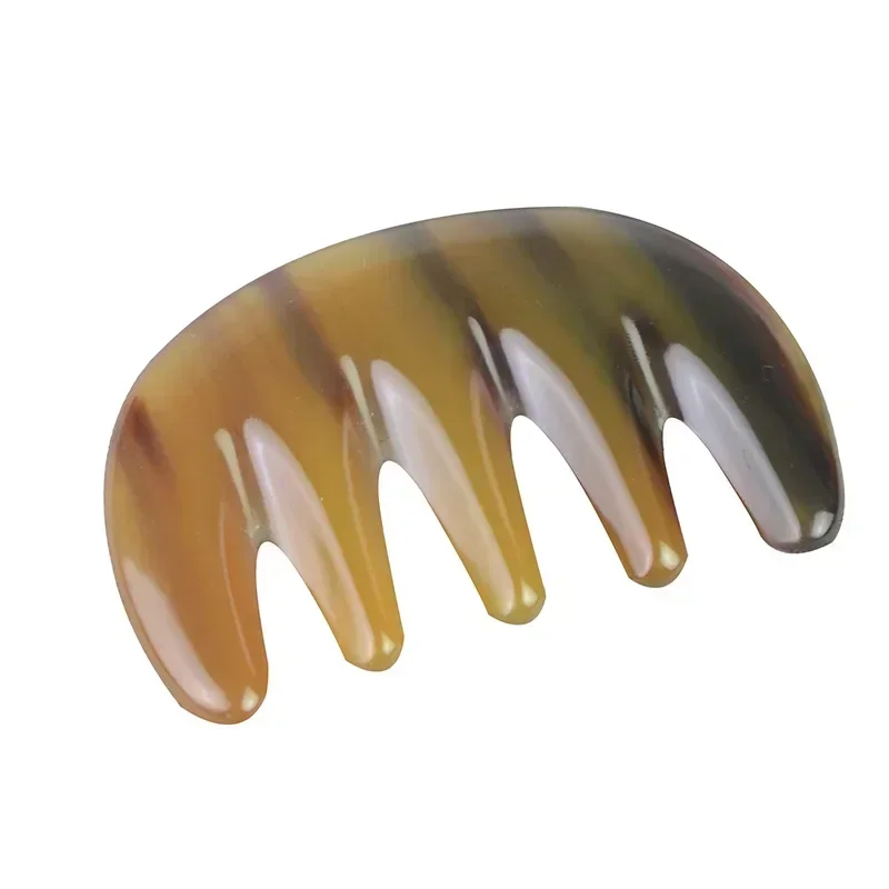 빗 Comb Natural White Buffalo Horn Scrapping Comb Five Tooth Massage Wide Teeth Combs Skin Care Acupoint Massage Board Tool