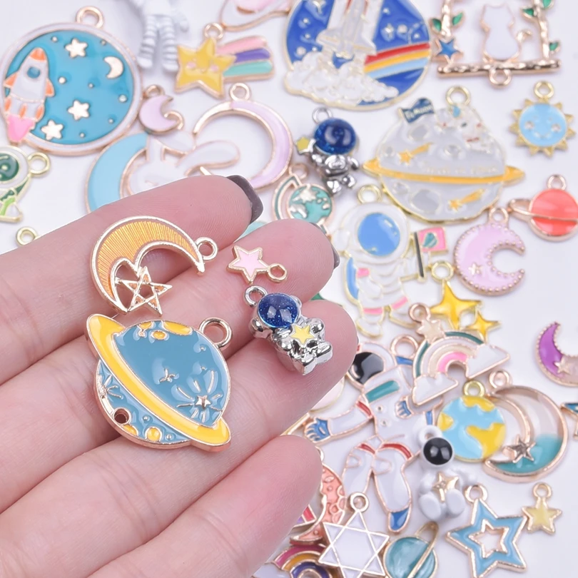 50/100pcs/Lot Starry Sky Series Charms For Drop Oil Mix Pendants Jewelry Making Bracelet Necklace Earrings DIY Accessories Party