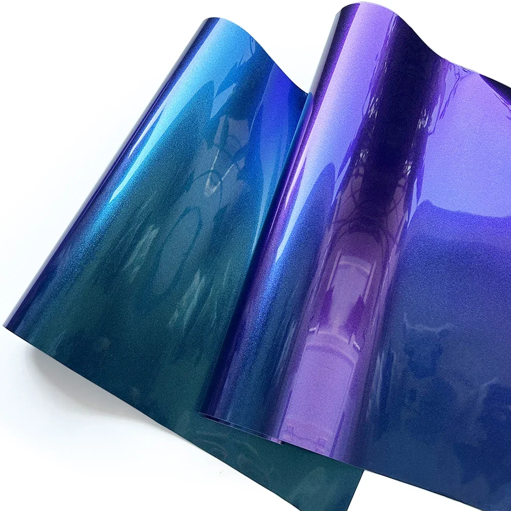 Car Chameleon Vinyl Wrap Film Purple To Blue Sticker Stretchable Air Release DIY Stickers for Automobiles Motorcycle Accessories