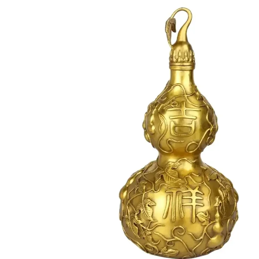 Pure brass auspicious copper gourd Bagua Feng Shui ornament home living room decoration