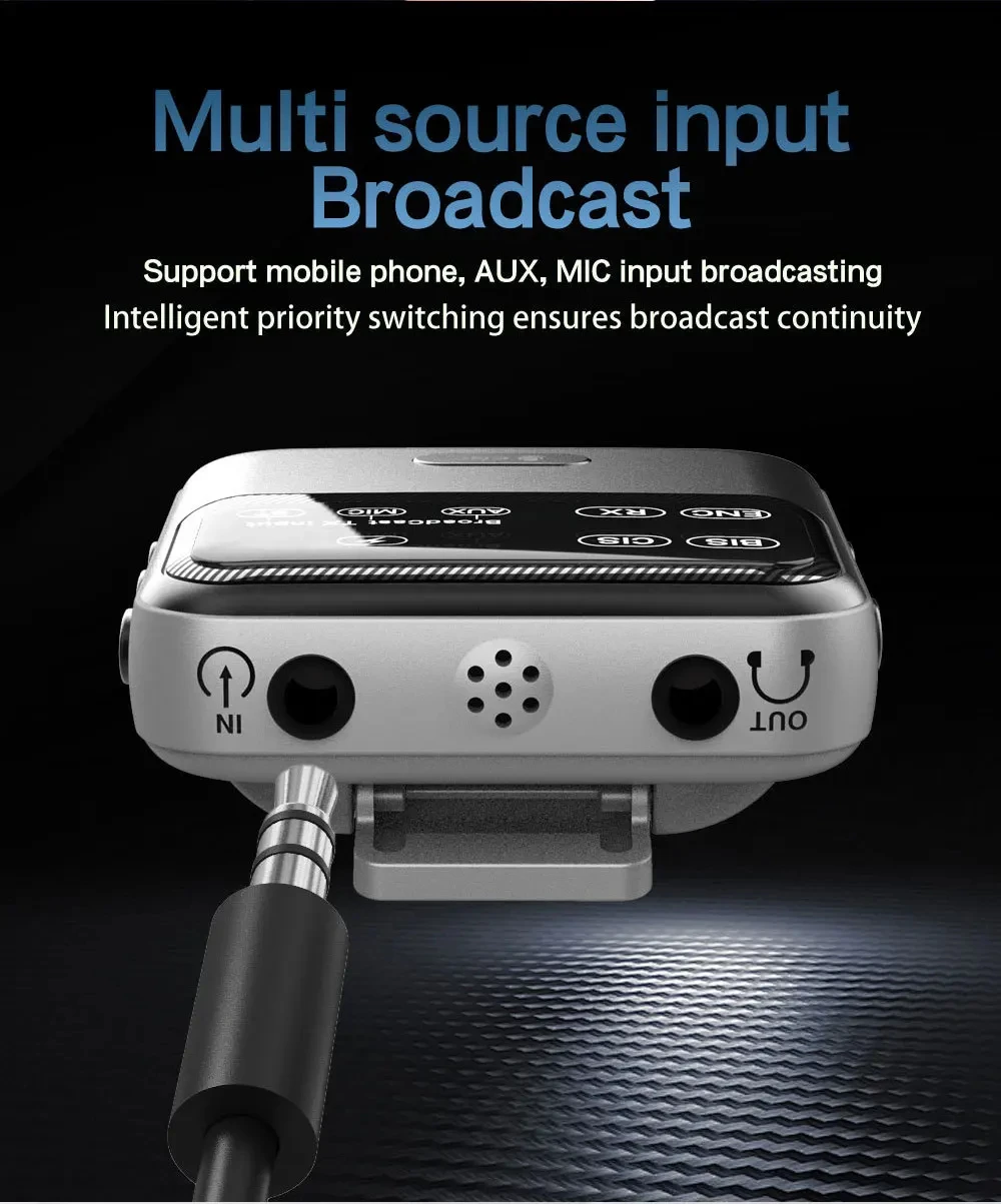 Bluetooth 5.4 오디오 수신기 송신기 AAC aptX-LL/HD/AD LC3 방송 오디오 어댑터 2 IN 1 마이크가있는 무선 스테레오 음악