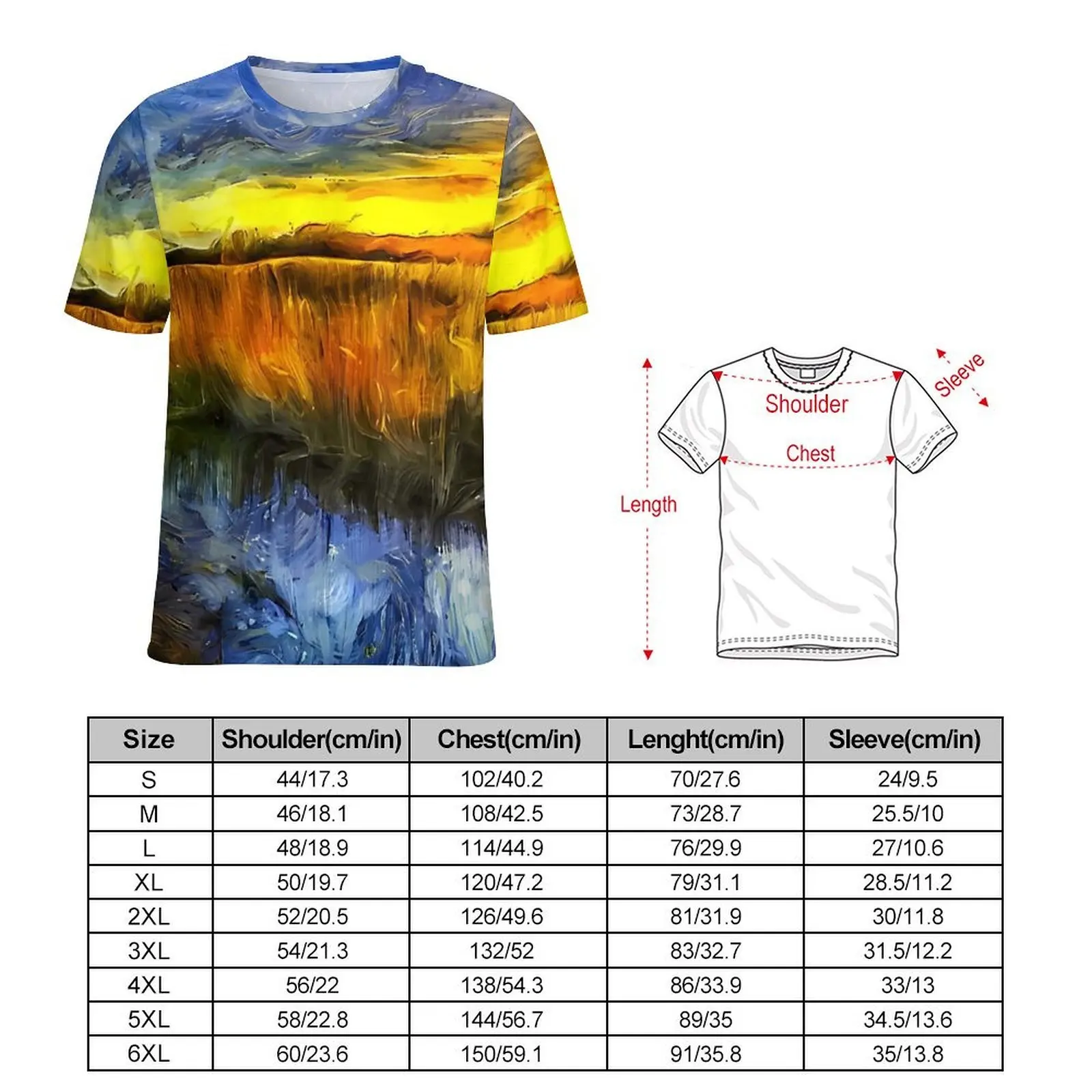 Men The Sunset River Van Gogh T Shirt  Hip Hop T-Shirts Short Sleeve Design Tshirt Dropshipping Summer Basic Oversized Tees